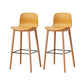 Nordic Backrest Armless Counter Stool Wooden Cafe Bar Stool with Plastic Cushion