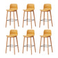 Nordic Backrest Armless Counter Stool Wooden Cafe Bar Stool with Plastic Cushion