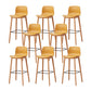 Nordic Backrest Armless Counter Stool Wooden Cafe Bar Stool with Plastic Cushion