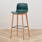Nordic Backrest Armless Counter Stool Wooden Cafe Bar Stool with Plastic Cushion