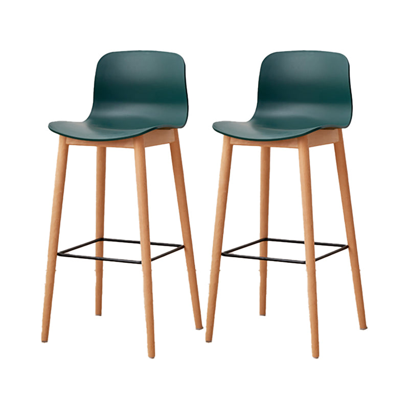 Nordic Backrest Armless Counter Stool Wooden Cafe Bar Stool with Plastic Cushion