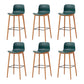 Nordic Backrest Armless Counter Stool Wooden Cafe Bar Stool with Plastic Cushion