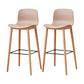 Nordic Backrest Armless Counter Stool Wooden Cafe Bar Stool with Plastic Cushion