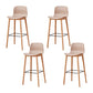 Nordic Backrest Armless Counter Stool Wooden Cafe Bar Stool with Plastic Cushion