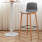 Nordic Backrest Armless Counter Stool Wooden Cafe Bar Stool with Plastic Cushion