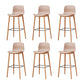 Nordic Backrest Armless Counter Stool Wooden Cafe Bar Stool with Plastic Cushion