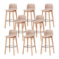 Nordic Backrest Armless Counter Stool Wooden Cafe Bar Stool with Plastic Cushion