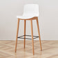 Nordic Backrest Armless Counter Stool Wooden Cafe Bar Stool with Plastic Cushion