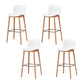Nordic Backrest Armless Counter Stool Wooden Cafe Bar Stool with Plastic Cushion