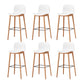 Nordic Backrest Armless Counter Stool Wooden Cafe Bar Stool with Plastic Cushion