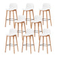 Nordic Backrest Armless Counter Stool Wooden Cafe Bar Stool with Plastic Cushion