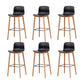Nordic Backrest Armless Counter Stool Wooden Cafe Bar Stool with Plastic Cushion