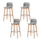 Nordic Backrest Armless Counter Stool Wooden Cafe Bar Stool with Plastic Cushion