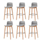 Nordic Backrest Armless Counter Stool Wooden Cafe Bar Stool with Plastic Cushion