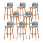 Nordic Backrest Armless Counter Stool Wooden Cafe Bar Stool with Plastic Cushion