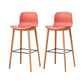 Nordic Backrest Armless Counter Stool Wooden Cafe Bar Stool with Plastic Cushion