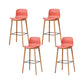 Nordic Backrest Armless Counter Stool Wooden Cafe Bar Stool with Plastic Cushion