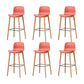 Nordic Backrest Armless Counter Stool Wooden Cafe Bar Stool with Plastic Cushion