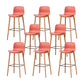 Nordic Backrest Armless Counter Stool Wooden Cafe Bar Stool with Plastic Cushion