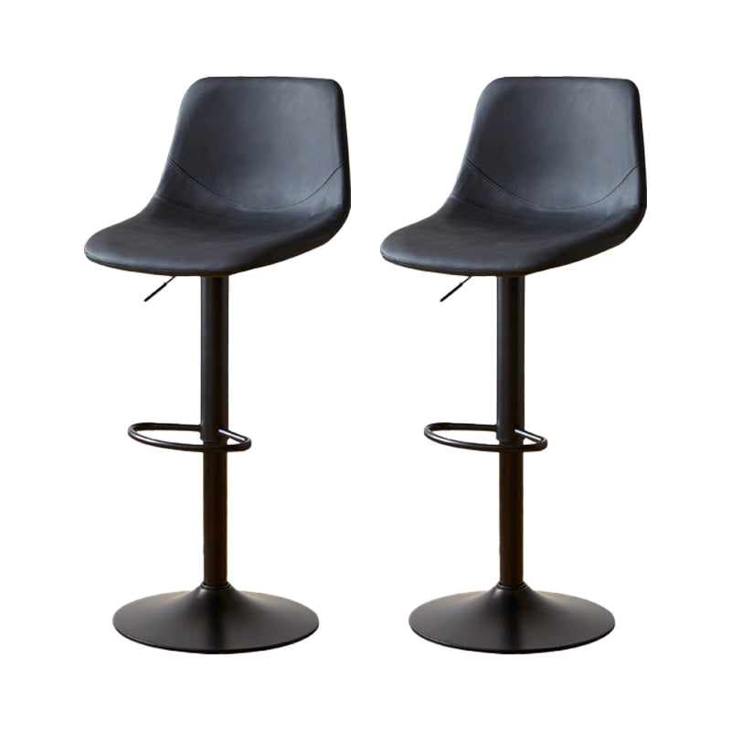 Tabouret de comptoir sans accoudoirs à dossier industriel, tabouret de bar réglable en fer avec coussin en cuir