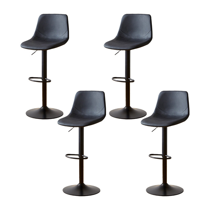 Tabouret de comptoir sans accoudoirs à dossier industriel, tabouret de bar réglable en fer avec coussin en cuir