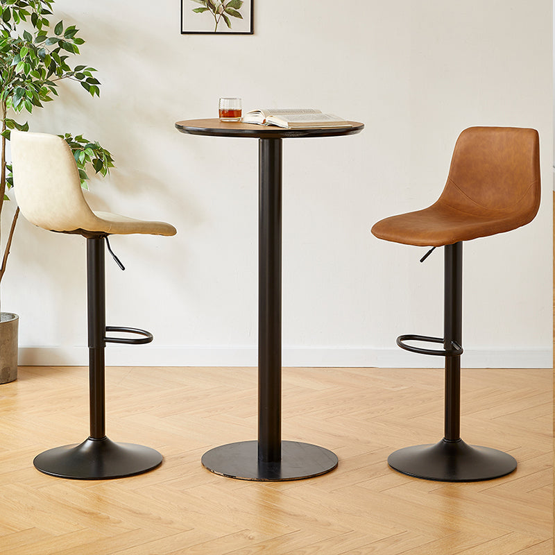 Tabouret de comptoir sans accoudoirs à dossier industriel, tabouret de bar réglable en fer avec coussin en cuir