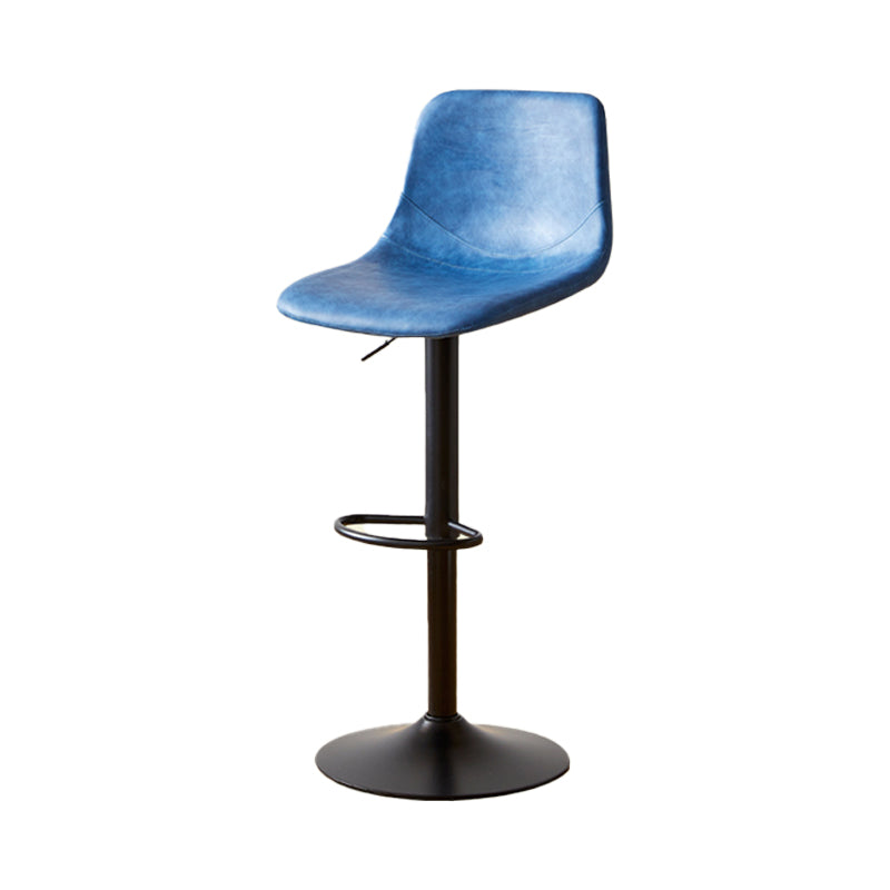 Tabouret de comptoir sans accoudoirs à dossier industriel, tabouret de bar réglable en fer avec coussin en cuir