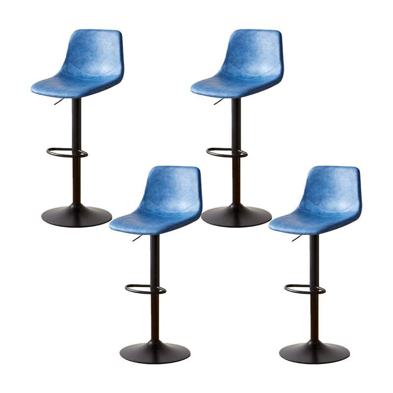 Tabouret de comptoir sans accoudoirs à dossier industriel, tabouret de bar réglable en fer avec coussin en cuir