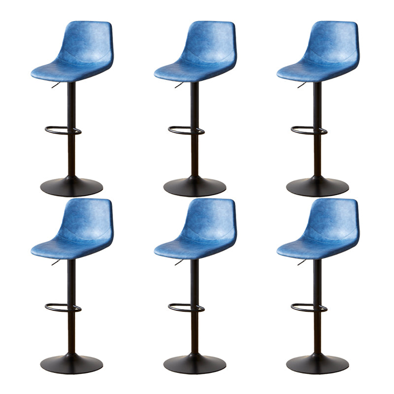 Tabouret de comptoir sans accoudoirs à dossier industriel, tabouret de bar réglable en fer avec coussin en cuir