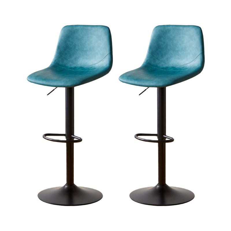 Tabouret de comptoir sans accoudoirs à dossier industriel, tabouret de bar réglable en fer avec coussin en cuir