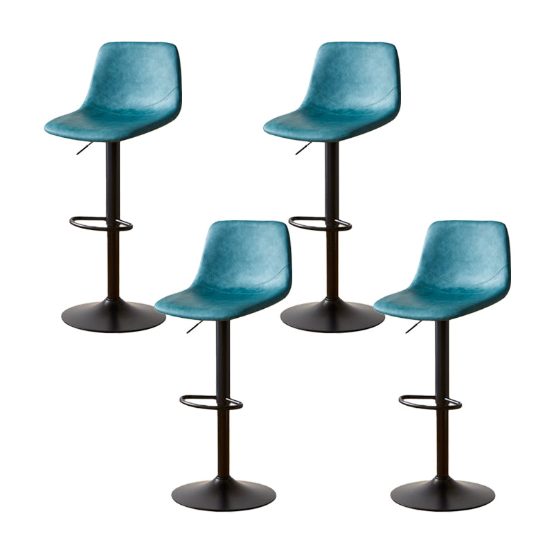 Tabouret de comptoir sans accoudoirs à dossier industriel, tabouret de bar réglable en fer avec coussin en cuir