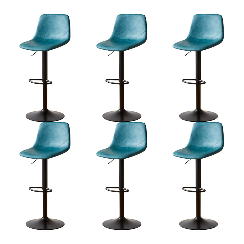 Tabouret de comptoir sans accoudoirs à dossier industriel, tabouret de bar réglable en fer avec coussin en cuir