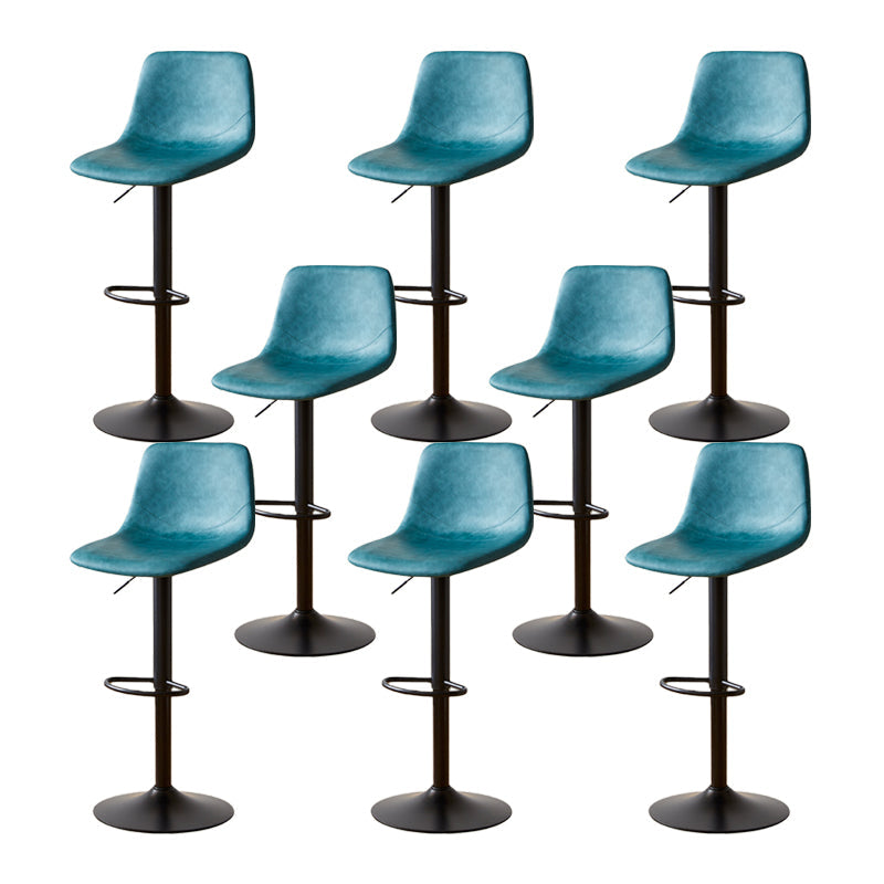 Tabouret de comptoir sans accoudoirs à dossier industriel, tabouret de bar réglable en fer avec coussin en cuir
