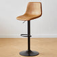 Tabouret de comptoir sans accoudoirs à dossier industriel, tabouret de bar réglable en fer avec coussin en cuir
