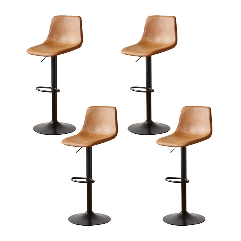 Tabouret de comptoir sans accoudoirs à dossier industriel, tabouret de bar réglable en fer avec coussin en cuir