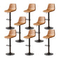 Tabouret de comptoir sans accoudoirs à dossier industriel, tabouret de bar réglable en fer avec coussin en cuir