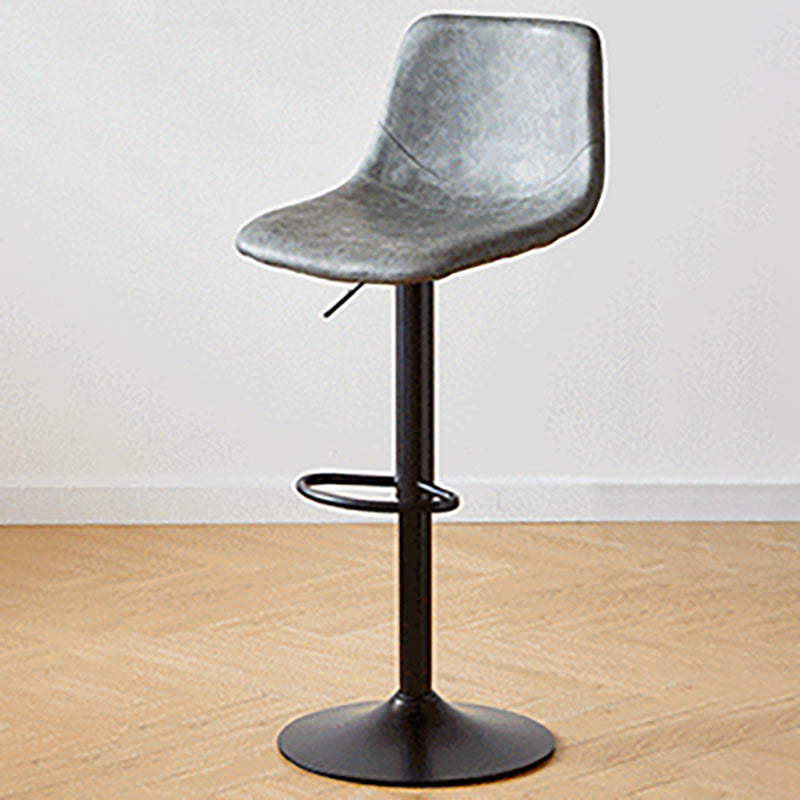 Tabouret de comptoir sans accoudoirs à dossier industriel, tabouret de bar réglable en fer avec coussin en cuir