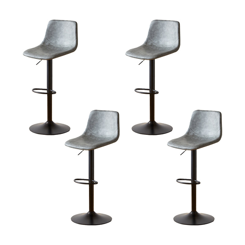 Tabouret de comptoir sans accoudoirs à dossier industriel, tabouret de bar réglable en fer avec coussin en cuir