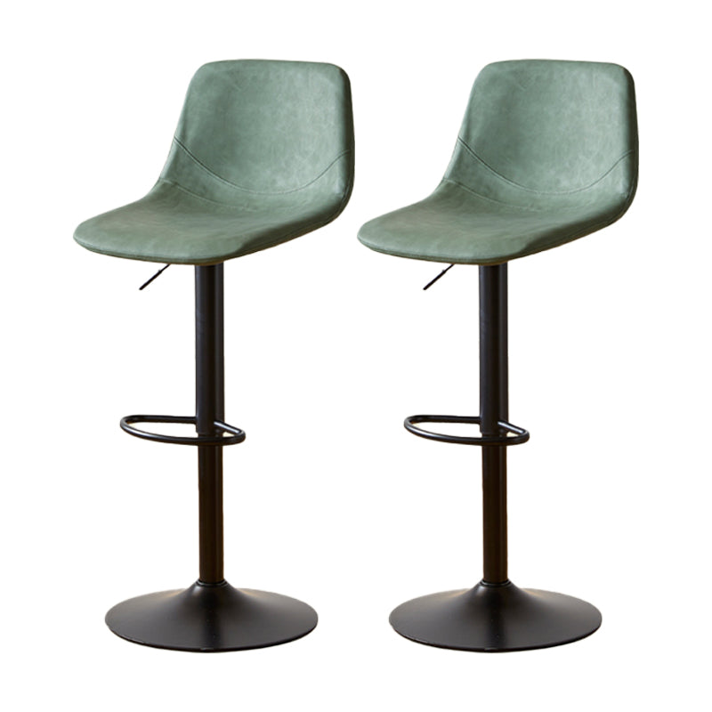 Tabouret de comptoir sans accoudoirs à dossier industriel, tabouret de bar réglable en fer avec coussin en cuir