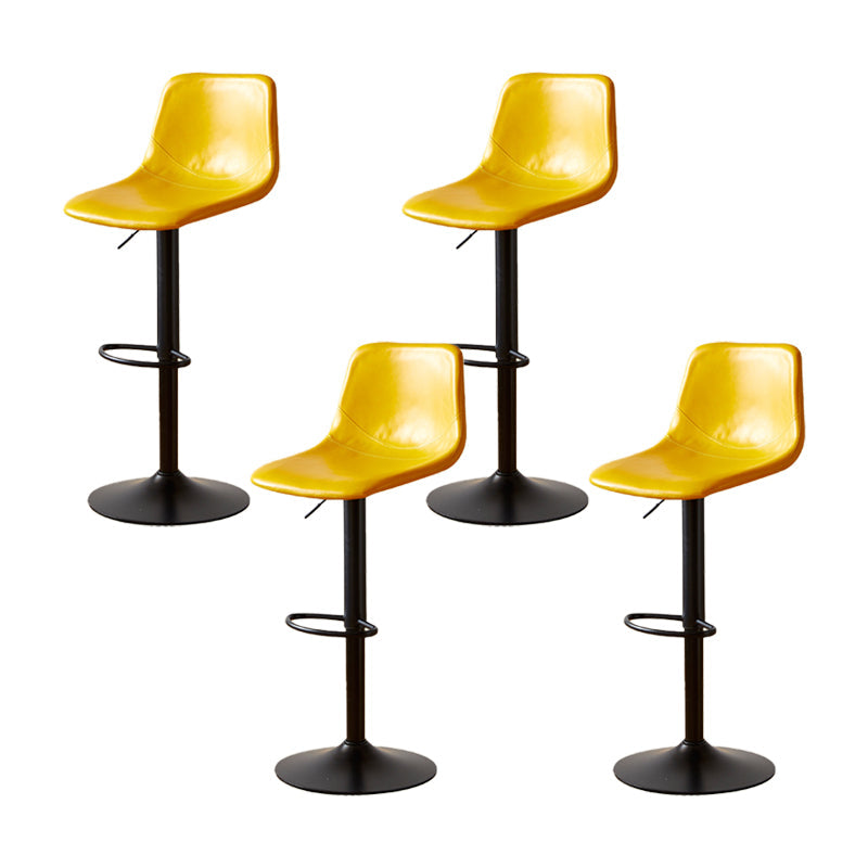 Tabouret de comptoir sans accoudoirs à dossier industriel, tabouret de bar réglable en fer avec coussin en cuir