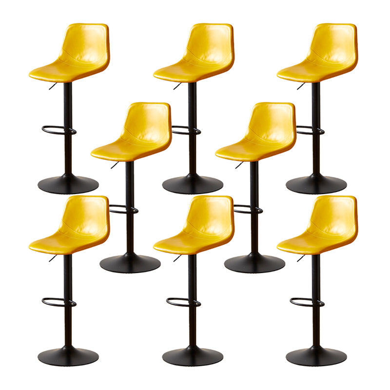 Tabouret de comptoir sans accoudoirs à dossier industriel, tabouret de bar réglable en fer avec coussin en cuir