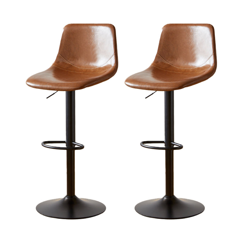 Tabouret de comptoir sans accoudoirs à dossier industriel, tabouret de bar réglable en fer avec coussin en cuir