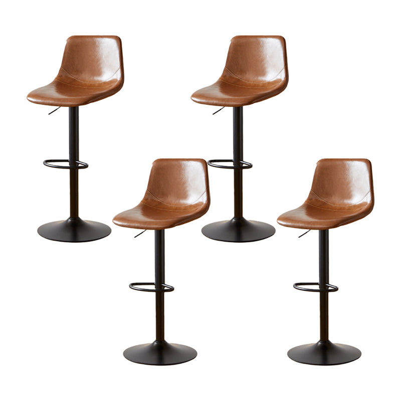 Tabouret de comptoir sans accoudoirs à dossier industriel, tabouret de bar réglable en fer avec coussin en cuir