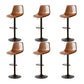 Tabouret de comptoir sans accoudoirs à dossier industriel, tabouret de bar réglable en fer avec coussin en cuir