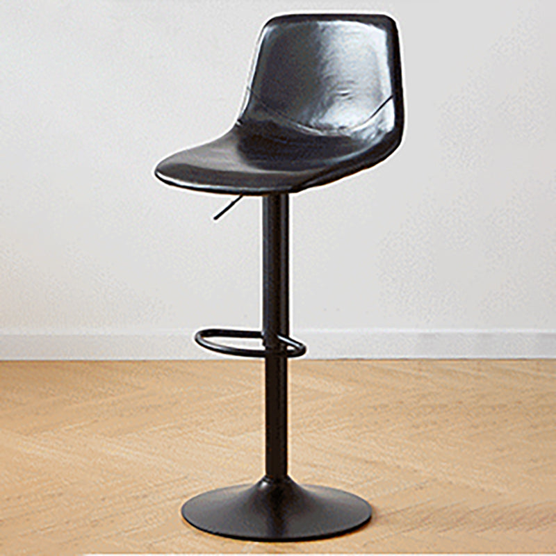 Tabouret de comptoir sans accoudoirs à dossier industriel, tabouret de bar réglable en fer avec coussin en cuir