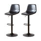 Tabouret de comptoir sans accoudoirs à dossier industriel, tabouret de bar réglable en fer avec coussin en cuir