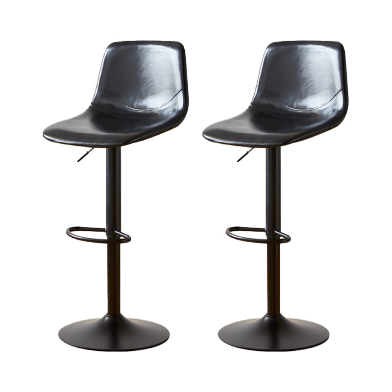 Tabouret de comptoir sans accoudoirs à dossier industriel, tabouret de bar réglable en fer avec coussin en cuir