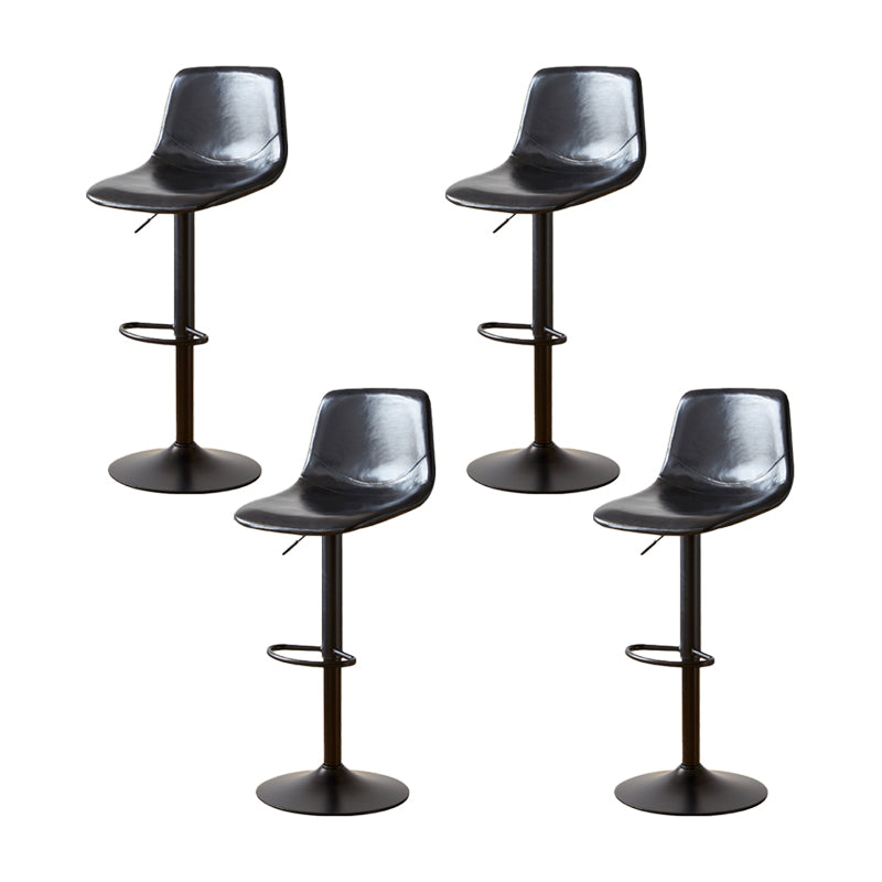 Tabouret de comptoir sans accoudoirs à dossier industriel, tabouret de bar réglable en fer avec coussin en cuir