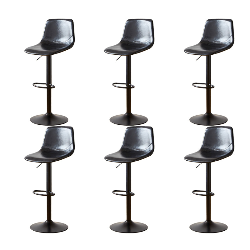 Tabouret de comptoir sans accoudoirs à dossier industriel, tabouret de bar réglable en fer avec coussin en cuir