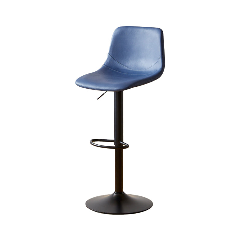 Tabouret de comptoir sans accoudoirs à dossier industriel, tabouret de bar réglable en fer avec coussin en cuir
